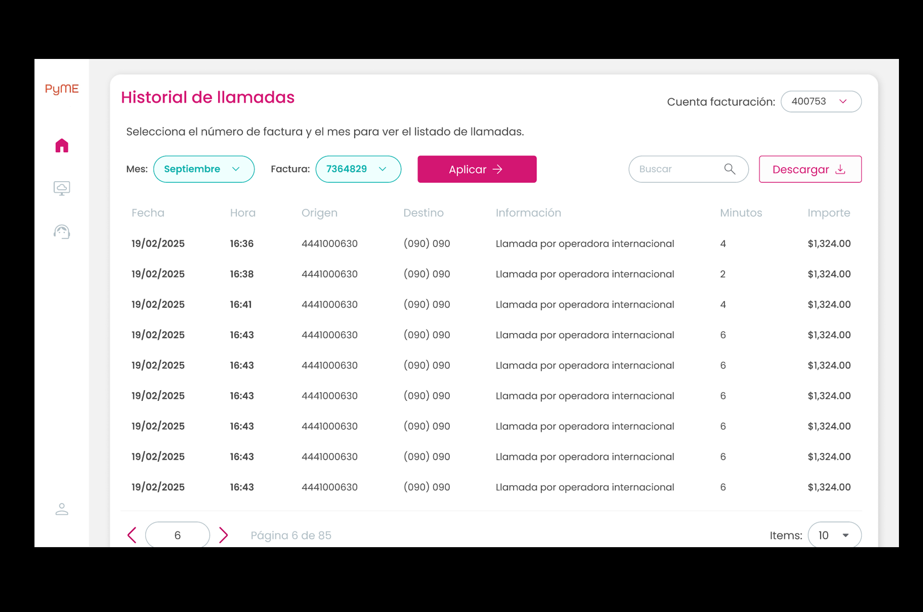 Portal PyME: facturas